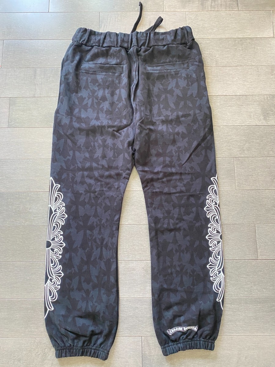 【CHROME HEARTS】CEMETERY CROSS PRINT SWEATPANTS Chrome Hearts Cemetery Cross All Over Print Sweatpant Black