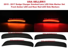 SMOKED LENS LED SIDE MARKER LIGHTS FRONT & REAR SET for 2015-2017 DODGE CHARGER 