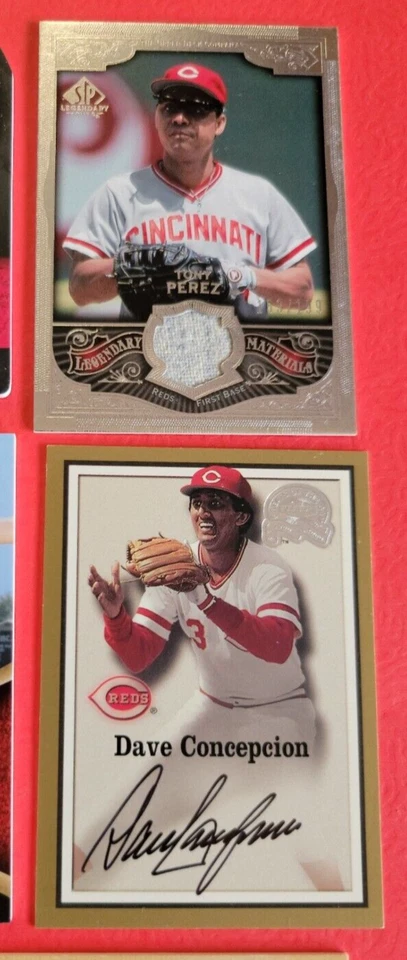 PETE ROSE Johnny Bench TONY PEREZ Ken Griffesy CONCEPCION CARTÃO AUTOGRAFADO E JERSEY VERMELHO - Imagem 4 de 4