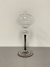 Vintage JOZEFINA KROSNO Mouth Blown Purple Pedestal Oil Lamp Diffuser Art Glass.