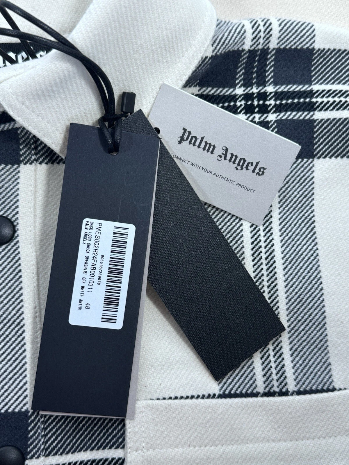 PALM ANGELS CAMICIA OVERSIZE LOGO RICAMATO CON LOGO A CHECK TAGLIA: 48 TAGLIE XL