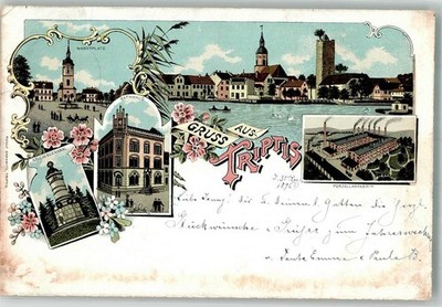 13537350 - 6712 Triptis Porzellanfabrik Rathaus Kriegerdenkmal Marktplatz 1896