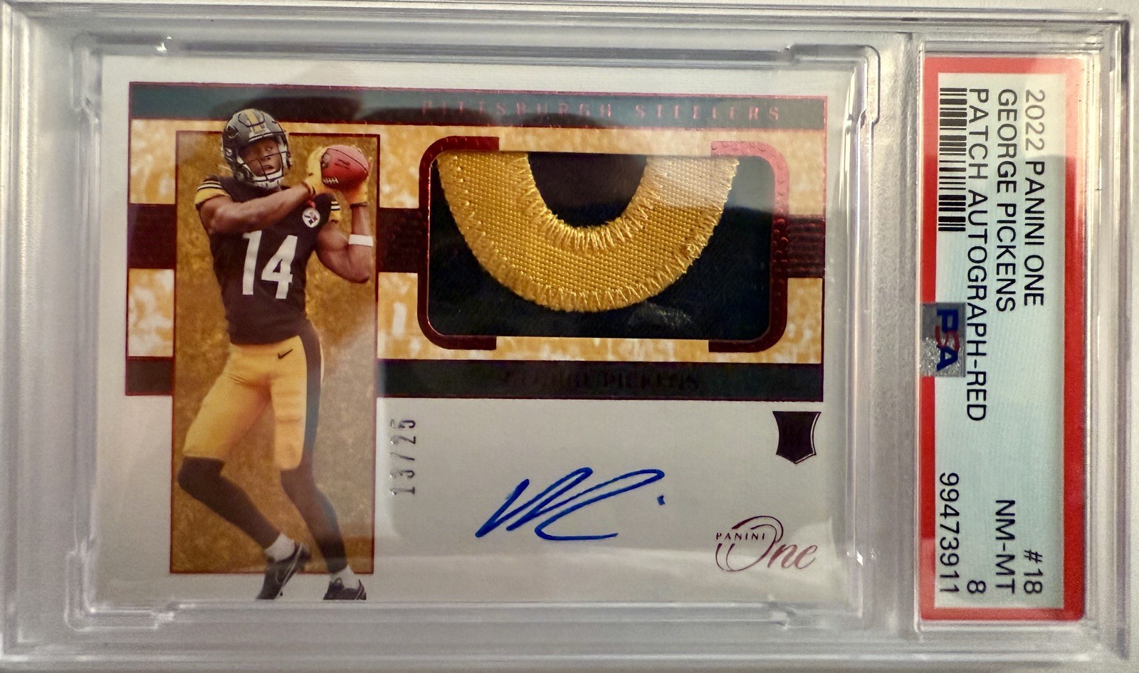 George Pickens Panini One #18 Patch Autograph-Red