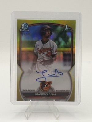 2023 Bowman - Chrome Prospects Leandro Arias #BCP-84 Yellow Refractor /75 (RC)