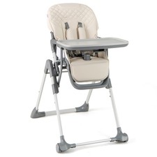 High Chair Toddlers Portable Adjustable Highchair Beige Foldable