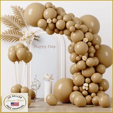 Voircoloria 130pcs Tan Balloons Different Sizes 18" 12" 10" 5" Light Brown Latex
