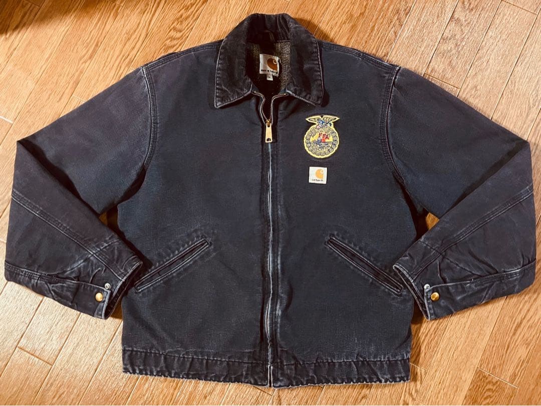 Carhartt Detroit Jacket FFA Patch USA Made Fade Navy Duck Workwear