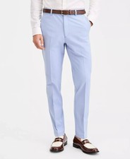 Michael Kors Classic-Fit Dress Pants Men's 38W x 34L Pale Blue Button Zip Front
