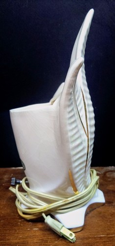 MCM Esco-Lite Ceramic 3 Palm Leaves White & Gold Opalescent Iridescent TV Lamp - Picture 13 of 15