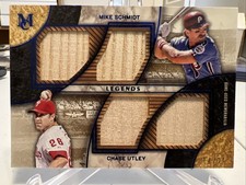 2025 Museum Collection Dual Quad Relics Legends Mike Schmidt/Utley Sapphire /25!