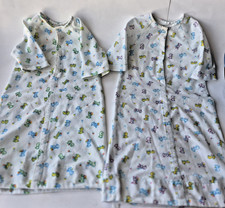 Lot Of 2 Vintage Flannel Unisex Baby Sleep Sack Drawstring Gowns 0-3 months