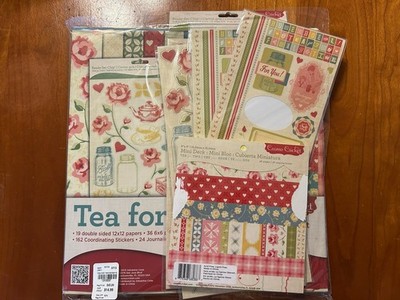 Cosmo Cricket Scrapbook Kit Tea for Two 12x12 Paper 6x6 Chipboard Stickers