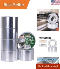 Heat Resistant Aluminum Foil Tape for HVAC Insulation, 6 Rolls 3" x 50yd