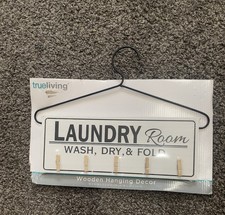 Trueliving Laundry Room Wash, Dry,  Fold Wooden Hanging Decor sign.