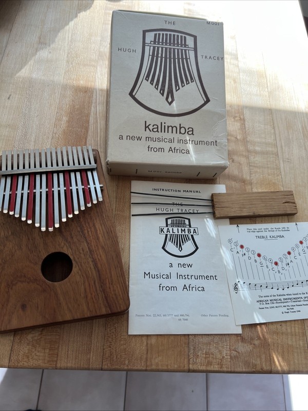 VTG Hugh Tracey M001 Kalimba African Instrument, 1966 w Box and Papers 7"; A+++