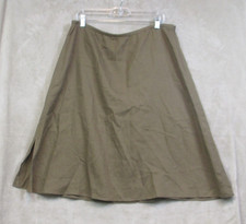 Eileen Fisher Midi Skirt A Line Organic Linen Side Slit Brown Size Large