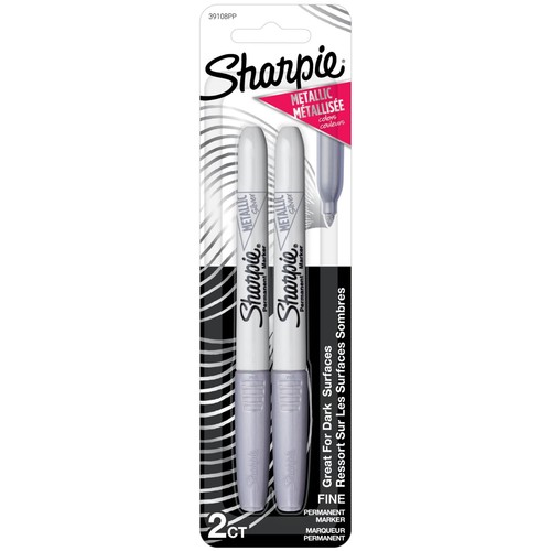Sharpie Metallic Permanent Markers – Fine Point, Silver (2 Count)