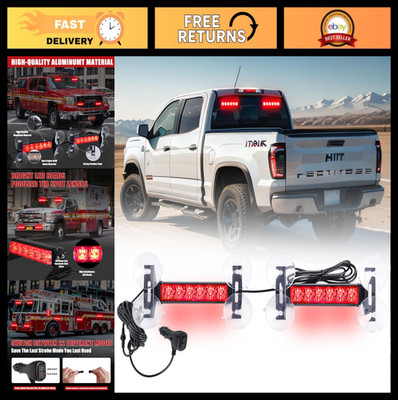 2X 6.1'' Emergency Strobe Lights - Red LED Hazard Warning Flashing Safety Lights