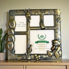 Brass Color Metal Easel 3D Baby Collage Photo Frame by Heirloom