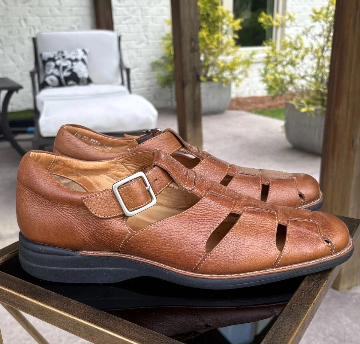 Johnston & Murphy Mens Tan Pebbled Leather Fisherman Sandals 12M 612 20 7234 Johnston & Murphy Shoes Men main image 3