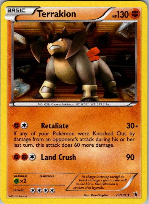 Terrakion 73/101 Holo Rare Noble Victories Pokemon