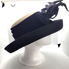 Vintage August Black Felt Hat 100 Wool Two Tone Womens