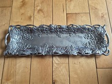 1995 ARTHUR COURT GRAPES 19" ALUMINUM SILVER SERVING TRAY GRAPEVINE