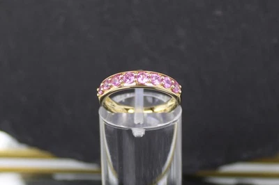 Saphir-Goldring, 375er Gelbgold, 9 Karat, Padparadscha Saphir, Thailand - Bild 1 von 4
