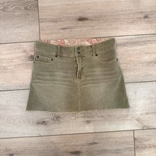Vintage Abercrombie Fitch Low Rise Mini Skirt in Olive Green Paisley Size 2
