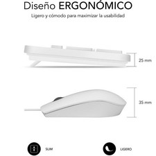 Tastiera e Mouse Subblim SUBKBC-CSSK02 Bianco Qwerty in Spagnolo QWERTY