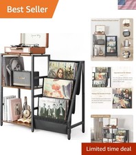 Turntable Stand with 3-Tier Vinyl Record Storage, Record Player Table 200 Alb...