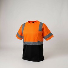 Hi Vis Orange Black Safety Short Sleeve T-Shirt High Visibility Reflective