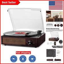 Vintage Bluetooth Vinyl Record Player with 2 Stereo Speakers for Home Elegance