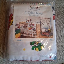 New Vintage Dundee Disney Babies Baby Mickey Mouse Donald Duck 2 Crib Sheets
