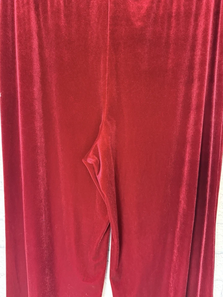 Pantalones de terciopelo rojo Y2K de colección para mujer grandes Elementz Vamp gótico pierna ancha Foto 3 de 4