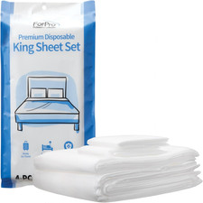 Forpro Premium Disposable Sheet Set, 4-PC King Size Bedding for Travel, Includes