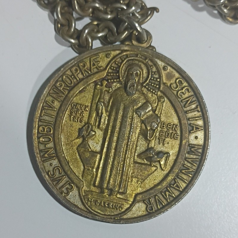 St. Benedict Christian Medal Pendant w/ Chain Double-Sided Medallion
