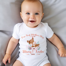 Personalised BabyGrow 1st Mother's Day Together Baby Deer and Mummy Design