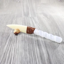 Selenite Spiral Handle Bone Blade Ornamental Knife #355d    Mountain Man Knife