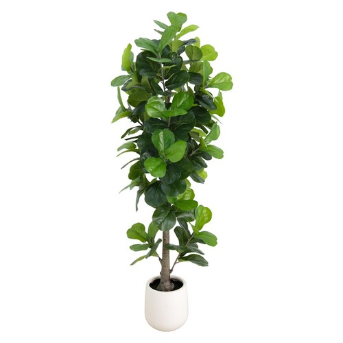 Artificial Fiddle Leaf Fig Tree 7ft - Lifelike Indoor Tall Faux Plant for Hom...