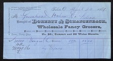 Doherty & Schansenbach Fancy Toledo, OH Grocers 1881 Billhead Greenhood*