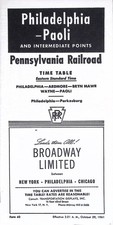 Vintage 1961 Pennsylvania Railroad Fahrplan Philadelphia-Paoli Broadway limitiert