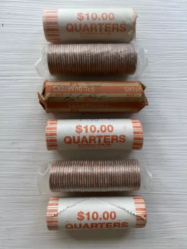 EXCELLENT LOT OF 6 UNCIRCULATED STATE QUARTER ROLLS. MA, TX, ID, MO, IN and TN.