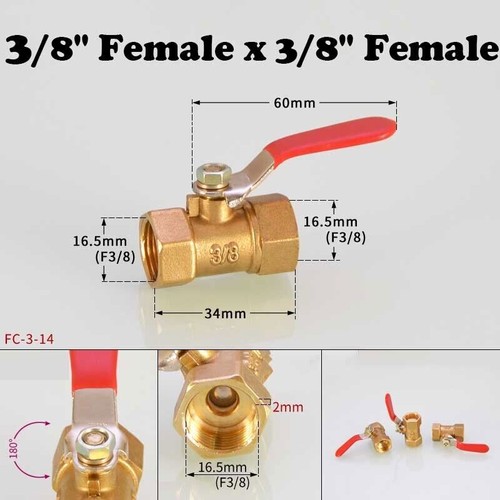 BSP Brass Ball Valve 1/8" 1/4" 3/8" Male/Female Ball Valve -Fuel Air Water Gas - Picture 19 of 27