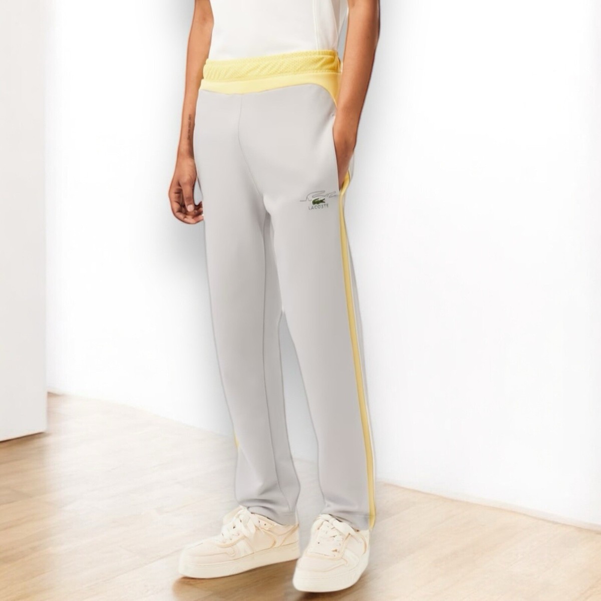 Lacoste トレーニングパンツ ネイビー/イエロー Lacoste Sweatpants L Yellow Colorblock Cotton Activewear