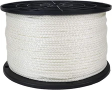 1/8 Inch White Dacron Polyester Rope - 500 Foot Spool | Solid Braid - Industrial