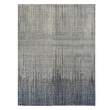 8' x 10'4" Gray Vertical Ombre Design Pure Silk Hand Knotted Rug R78155