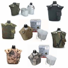 Feldflasche Trinkflasche mit Trinkbecher US aus ALU + abnehmbarer Stofftasche