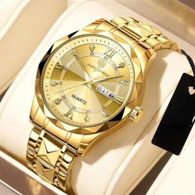 Luxus Herren Armbanduhr Wasserdicht Leuchtend Datum Woche Herrenuhren Edelstahl