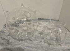 2 Hand Blown Glass Art Sea Urchin Bud Vase Glass Beach Ocean D cor